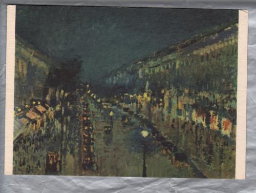 `Night Effect: Boulevard Montmartre 1897` - Pissarro - National Gallery - Postally Unused - Fernand Hazan Postcard