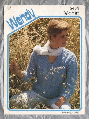 Wendy - Monet - Bust Sizes: 30-38" (76-97cm) - Design No.2464 - Lady`s V Neck Sweater - Knitting Pattern