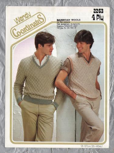 Wendy - Colour Co-ordinates - Chest Sizes: 36-46" (91-117cm) - Design No.2263 - Man`s Sleeveless and Long Sleeved Sweaters - Knitting Pattern