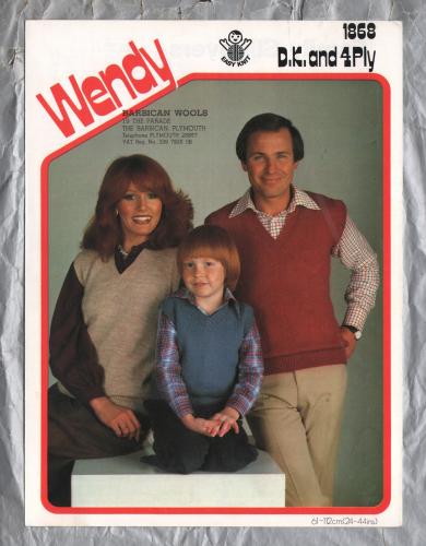 Wendy - Double Knit and 4Ply - Chest/Bust Sizes: 24-44" (61-112cm) - Design No.1868 - Family Slipovers - Knitting Pattern