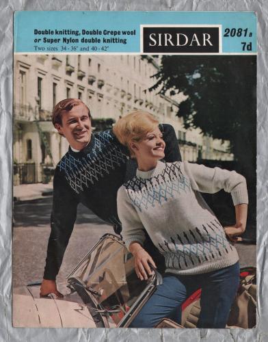 Sirdar - Double Knitting - Two Sizes 34-36" (86-91cm) - 40-42" (102-107cm) - Design No.2081a - Male & Female Sweater - Knitting Pattern