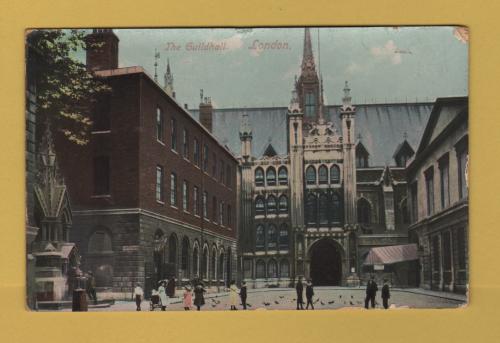 `The Guildhall, London` - Postally Used - Greenwich S.O.S.E September 16th 1908 Postmark - The London View Company Postcard