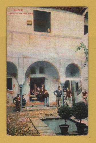 `Granada - Interior de une casa arabe` - Postally Unused - Knackstedt & Nather Lichtdruck Postcard