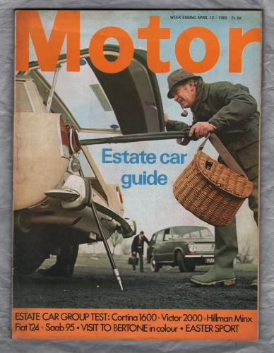 Motor Magazine - Issue No.3486 - April 12th 1969 - `Estate Car Group Test: Cortina 1600 ~ Victor 2000 ~ Hillman Minx ~ Fiat 124 ~ Saab 95` - Published by Temple Press Limited