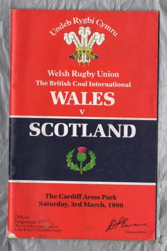 `British Coal International` - Wales vs Scotland - Saturday 3rd March 1990 - Cardiff Arms Park