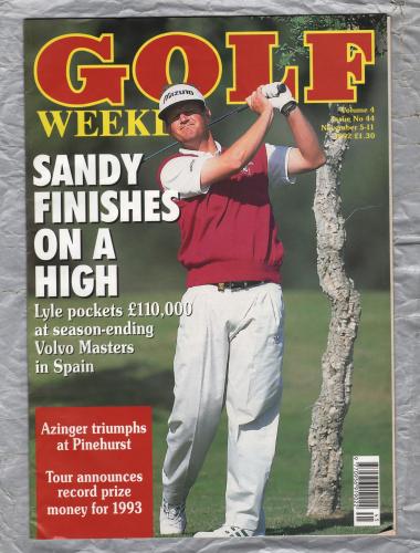 Golf Weekly - Vol.4 No.44 - November 5-11th 1992 - `Sandy Finishes On A High` - New York Times Publication