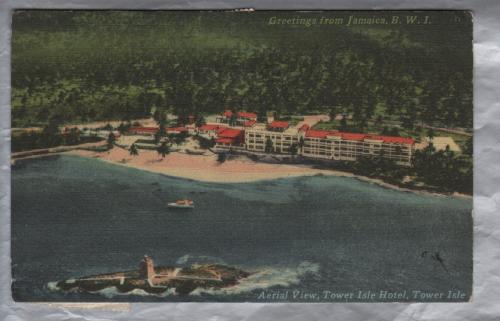 `Aerial View, Tower Isle Hotel, Tower Isle` - Jamaica - Postally Used - Birmingham 18th November 1955 Postmark - Producer Unknown