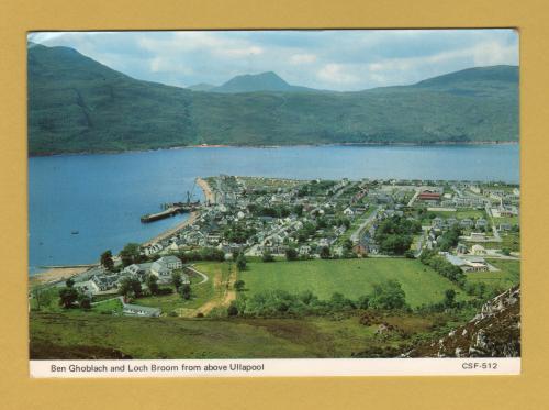 `Ben Ghoblach and Loch Broom from above Ullapool` - Postally Used - Inverness - 2nd June 1973 Postmark with Pictorial Slogan - Charles Skilton Postcard.