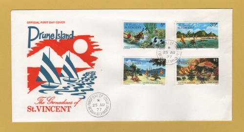 The Grenadines of St Vincent - FDC - 25th August 1977 - `Prune Island` Issue - Unaddressed First Day Cover and G.P.O. Presentation Pack