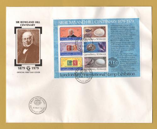 The Grenadines of St Vincent - Miniature Sheet FDC - 31st May 1979 - `Sir Roland Hill Centenary` Issue - Unaddressed First Day Cover