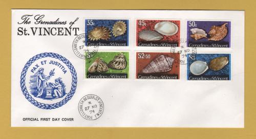 The Grenadines of St Vincent - FDC - 27th November 1974 - `Shells` Issue - Higher Values - Unaddressed First Day Cover