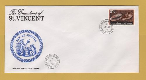 The Grenadines of St Vincent - FDC - 12th July 1976 - `Shells` Issue - High Value - Unaddressed First Day Cover