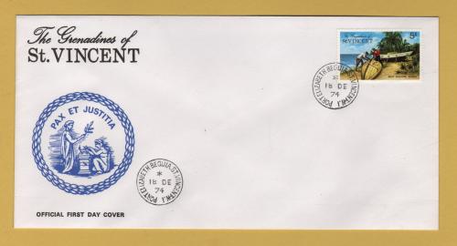 The Grenadines of St Vincent - FDC - 18th December 1974 - 5 cents `Boats` Issue - Unaddressed First Day Cover