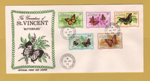 The Grenadines of St Vincent - FDC - 15th May 1975 - `Butterflies` Issue - Unaddressed First Day Cover