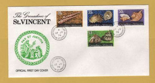 The Grenadines of St Vincent - FDC - 12th July 1976 - `Shells` Issue - Higher Values - Unaddressed First Day Cover