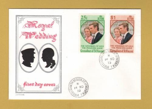 The Grenadines of St Vincent - FDC - 14th November 1973 - `Royal Wedding` Issue - Unaddressed First Day Cover