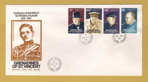 The Grenadines of St Vincent - FDC - 28th November 1974 - `Churchill Centenary` Issue - Unaddressed First Day Cover