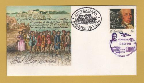 Australia Post - First Fleet Convicts Cover - `Macquarie Towns - 12 SEP 1988 - Windsor - NSW 2756` - Pictorial Postmark - 37c Pre-Printed Stamp