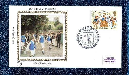 Benham Small Silk - FDC -1981 - `British Folk Traditions - Morris Dancers` - Benham Silk - BS1b - First Day Cover