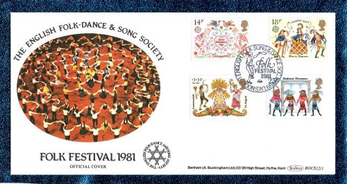 Benham - FDC - 6th February 1981 - `The English Folk-Dance & Song Society - Folk Festival 1981 - Official Cover` - BOCS (2)1 - First Day Cover