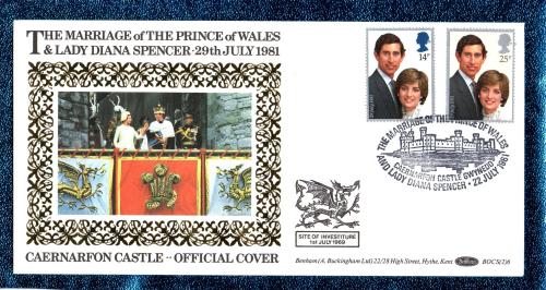 Benham - FDC - 22nd July 1981 - `The Marriage of The Prince of Wales & Lady Diana Spencer - Caernarfon Castle - Official Cover` - BOCS (SP)6 - First Day Cover