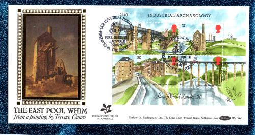 Benham - Miniature Sheet FDC - 25th July 1989 - `The East Pool Whim from a painting by Terence Cuneo` Cover - BLCS 44 - First Day Cover