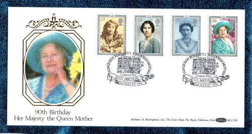 Benham - FDC - 2nd August 1990 - `90th Birthday - Her Majesty the Queen Mother` Cover - BLCS 56 - First Day Cover