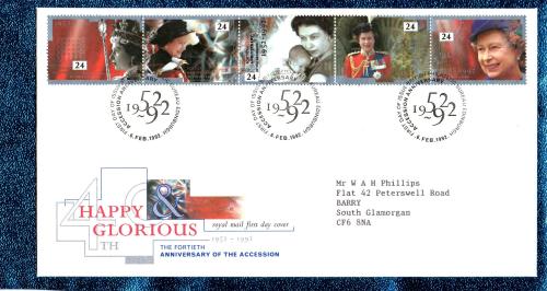 Royal Mail - FDC - 6th February 1992 - `The Fourtieth Anniversary Of The Accession` Cover - Addressed First Day Cover