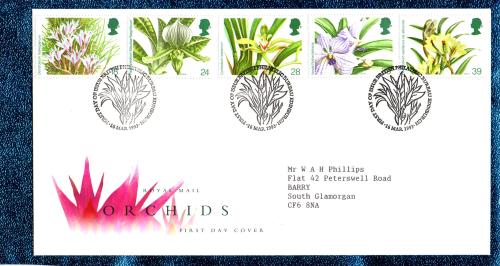 Royal Mail - FDC - 16th March 1993 - `Orchids` Cover - Addressed First Day Cover