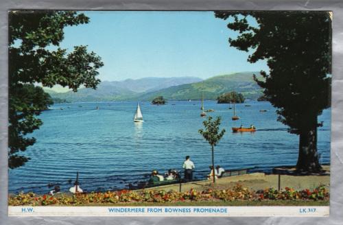 `Windermere from Bowness Promenade` - Cumbria - Postally Unused - H.Webster Keswick Postcard
