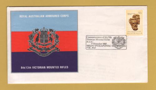 R.A.A.C Tank Museum - 8th/13th Victorian Mounted Rifles Cover - `9th November 1983 - Milpo Puckapunyal Vic 3662` - Pictorial Postmark - 30c Stamp