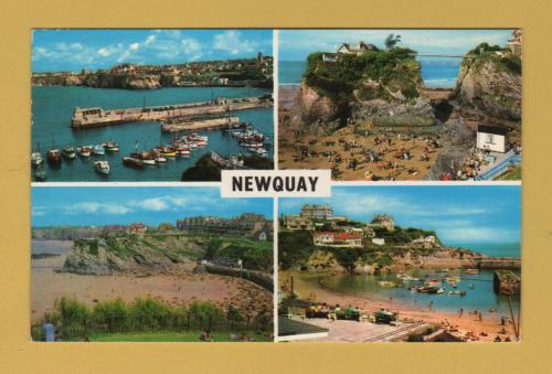 `Newquay` Multiview - Postally Used - Newquay 28th July 1976 Cornwall Postmark with Slogan - Colourmaster Postcard.