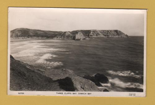 `Three Cliffs Bay, Oxwich Bay` - Postally Used - Reynoldstown 18th July 1956 Swansea Glam Postmark - F.Frith & Co. Ltd Postcard.