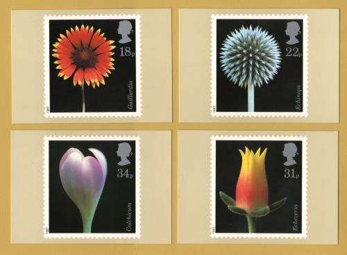 U.K - PHQ Cards - 99 Set - Issued 20th January 1987 - 4 Stamp Cards - Flowers Issue - Unused
