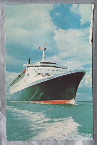 `Cunard "Queen Elizabeth 2" - Postally Unused - Does having writing to rear and stamp but not posted - Cunard Line Postcard
