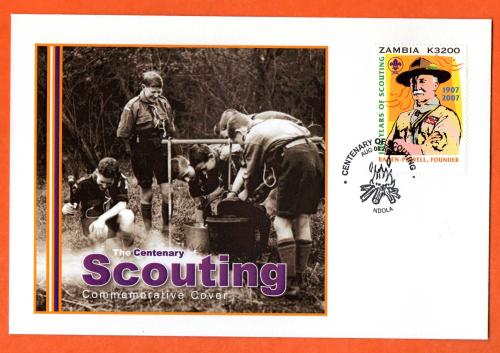 Zambia - FDC - 8th August 2007 Ndola Postmark - `100 Years of World Scouting 1907-2007` Issue - Single K3200 Stamp First Day Cover