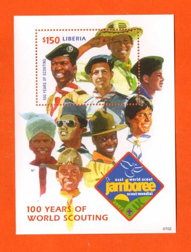 Liberia - Single Stamp Miniature Sheet - `100 Years of World Scouting` Issue - 2007 - Mint Never Hinged