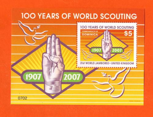 Dominica - Single Stamp Miniature Sheet - `100 Years Of The World Scout 1907-2007` Issue - 2007 - Mint Never Hinged
