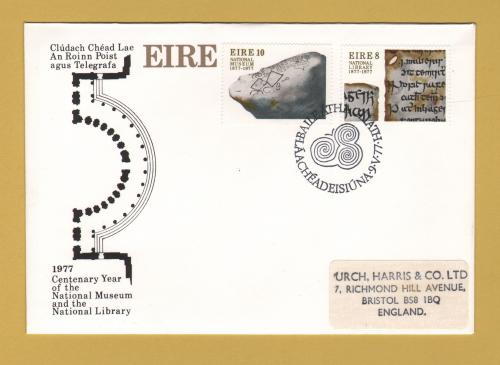 Eire - FDC - 9th May 1977 - `100th Anniversary of the National Library and The National Museum` Cover - First Day Cover