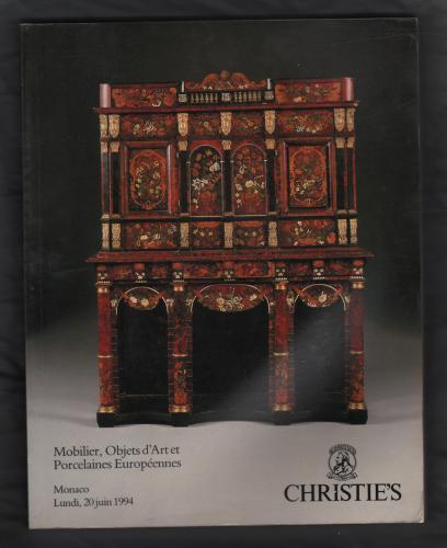 Christie`s Auction Catalogue - `Mobilier, Objets d`Artvet Porcelaines Europeennes` - Monaco - Lundi 20th Juin 1994 - French Language