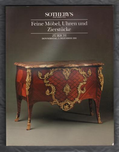 Sotheby`s Auction Catalogue - `Feine Mobel, Uhren und Zierstucke` - Zurich - Donnerstag 5th Dezember 1991