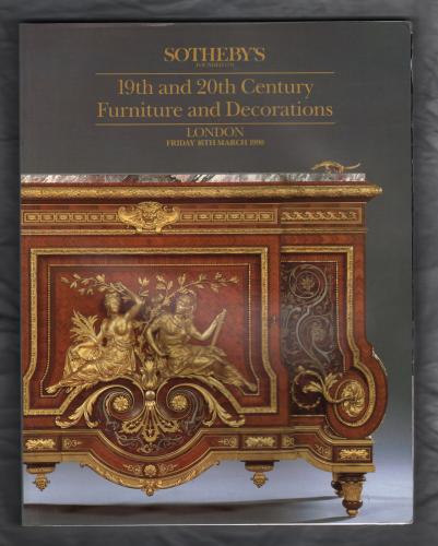 Sotheby`s Auction Catalogue - `19th and 20th Century Furniture and Decorations` - London - Friday 16th March 1990