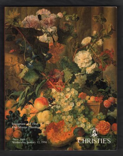 Christie`s Auction Catalogue - `Important and Fine Old Master Paintings` - New York - Wednesday 12th January 1994