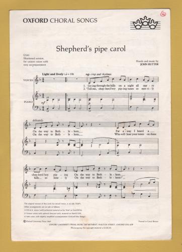 `Shepherd`s Pipe Carol` - Words and Music by John Rutter - For Voice and Piano - S.S.A.A. - 1969 - Published by Oxford University Press Music