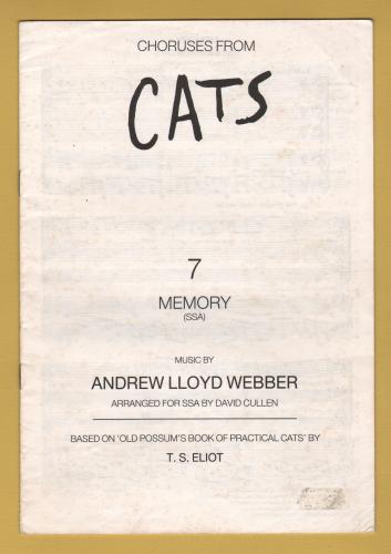 `Choruses From CATS - 7 MEMORY (S.S.A)` - Music by Andrew Lloyd Webber - Arranged For SSA By David Cullen - 1987 - Published by Faber Music