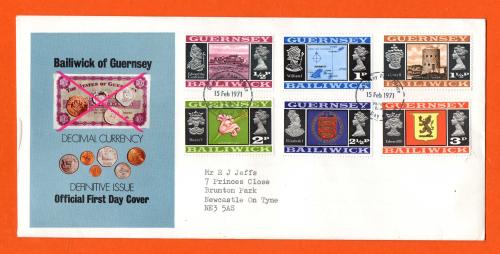 Bailiwick Of Guernsey - FDC - 1971 - Decimal Currency - Definitive Issue - 1/2p-1p-11/2p-2p-21/2p-3p Stamps
