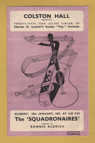 `The `Squadronaires` Directed by Ronnie Aldrich` - Sunday, 18th January 1953 - Programme - Colston Hall, Bristol