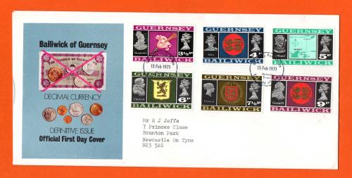 Bailiwick Of Guernsey - FDC - 1971 - Decimal Currency - Definitive Issue - 3 1/2p-4p-5p-6p-7 1/2p-9p Stamps