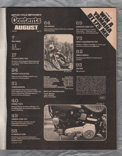 Motor Cycle Mechanics - Vol.22 No.11 - August 1978 - `Z650 Rebuild` - Published by Emap Metro