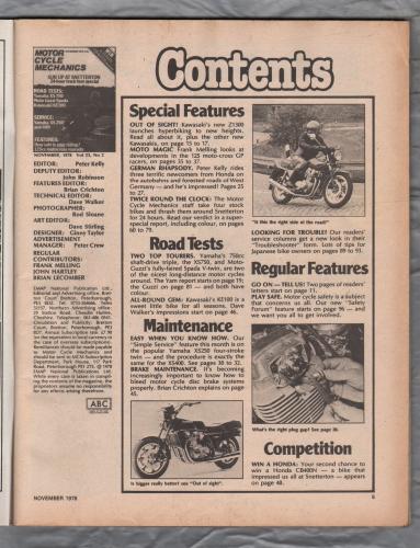 Motor Cycle Mechanics - Vol.23 No.2 - November 1978 - `MCM Road Test-Yamaha XS750` - Published by Emap Metro